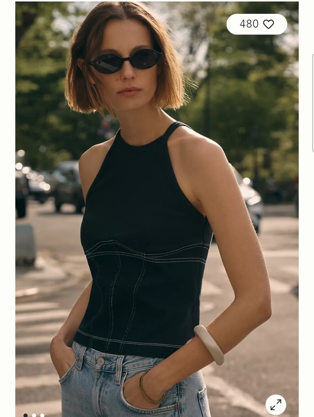 Black Pilcro Corset Tanktop